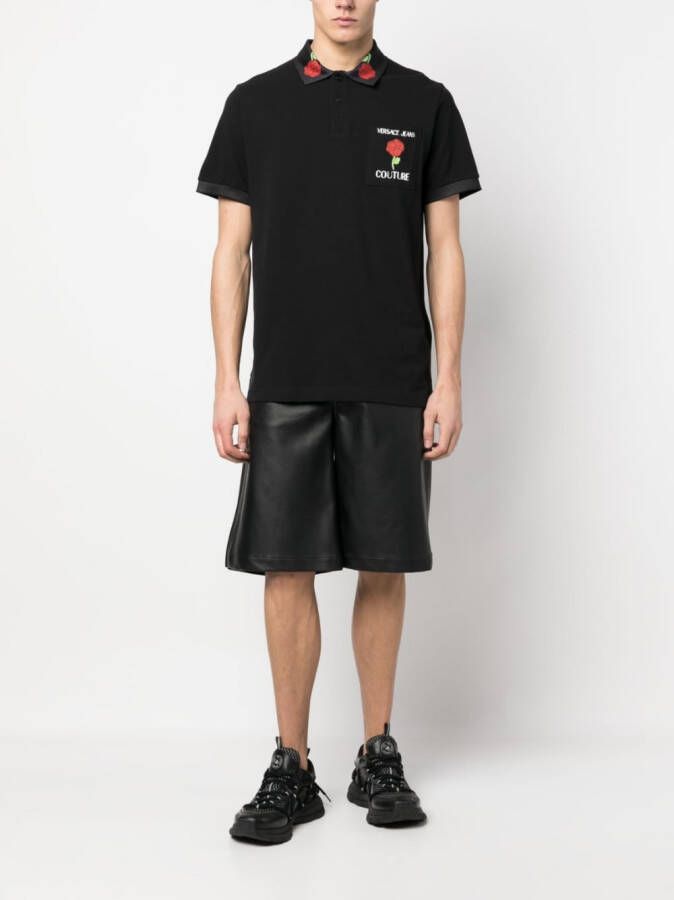 Versace Jeans Couture Poloshirt met roosprint Zwart