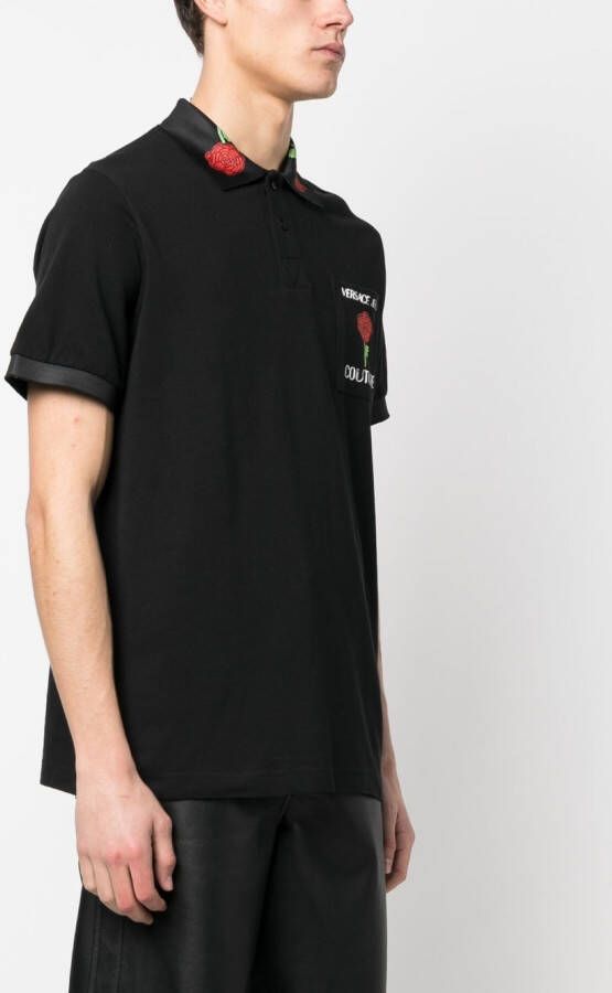 Versace Jeans Couture Poloshirt met roosprint Zwart