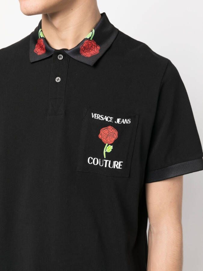 Versace Jeans Couture Poloshirt met roosprint Zwart
