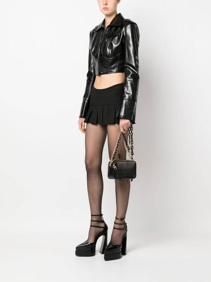 Versace Jeans Couture Schoudertas met logo-reliëf Zwart