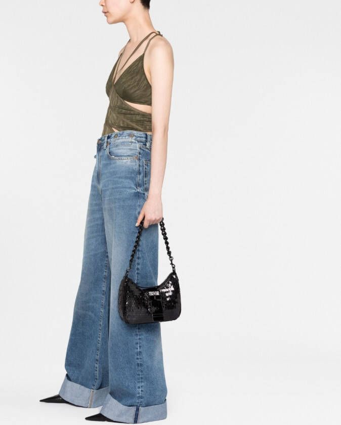 Versace Jeans Couture Schoudertas met logoplakkaat Zwart