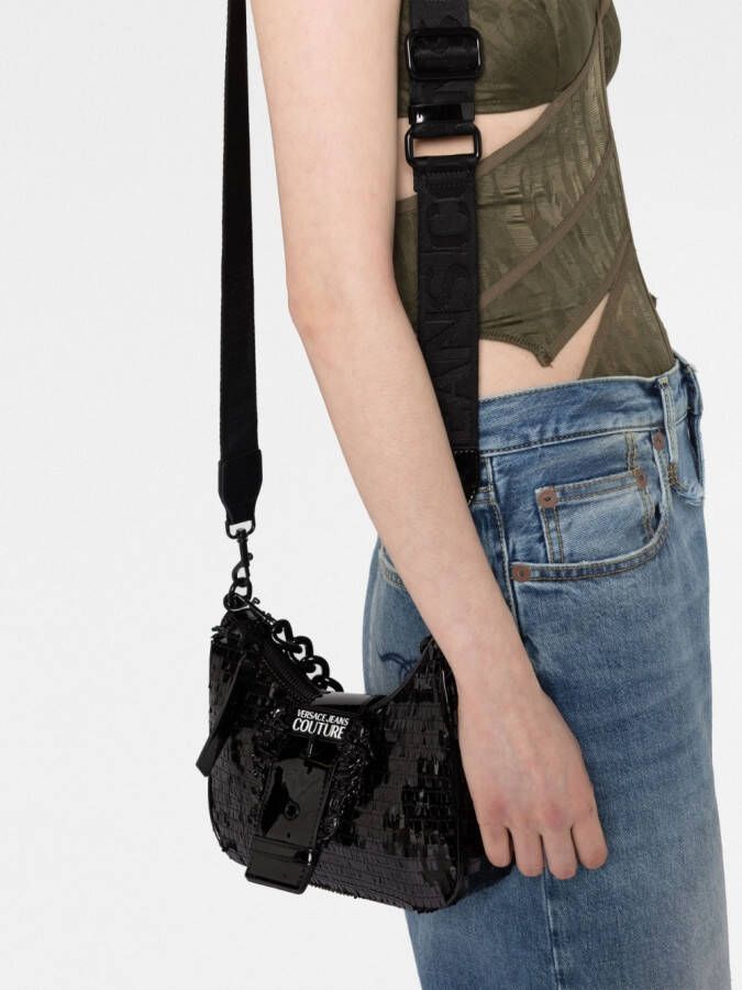 Versace Jeans Couture Schoudertas met logoplakkaat Zwart