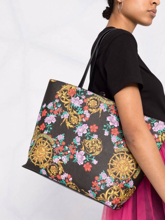 Versace Jeans Couture Shopper met bloemenprint Zwart