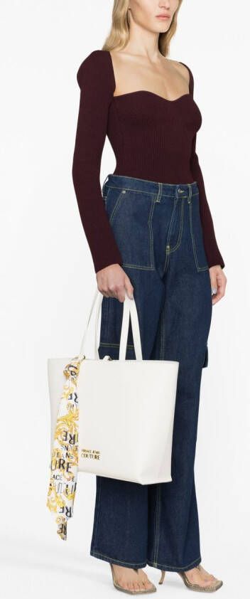 Versace Jeans Couture Shopper met logo plakkaat Wit