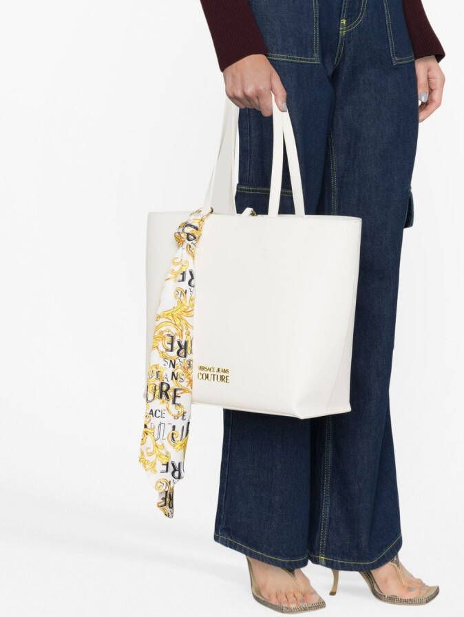 Versace Jeans Couture Shopper met logo plakkaat Wit