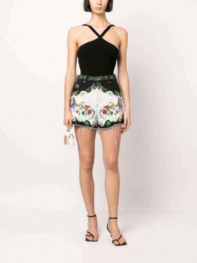Versace Jeans Couture Shorts met barokprint Wit