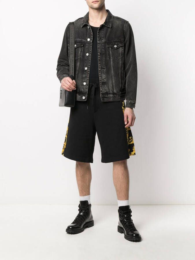Versace Jeans Couture Shorts met barokprint Zwart