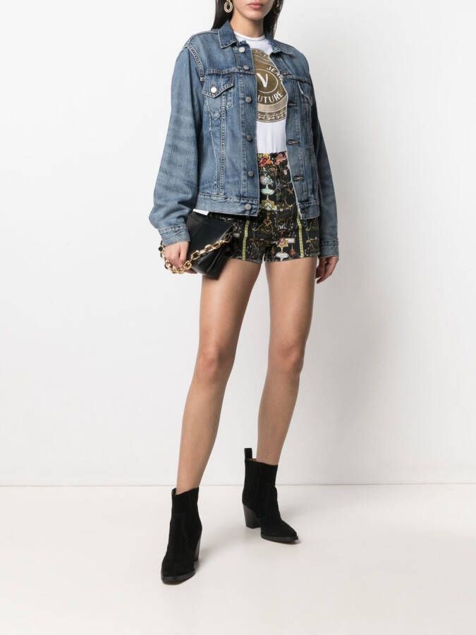 Versace Jeans Couture Shorts met barokprint Zwart