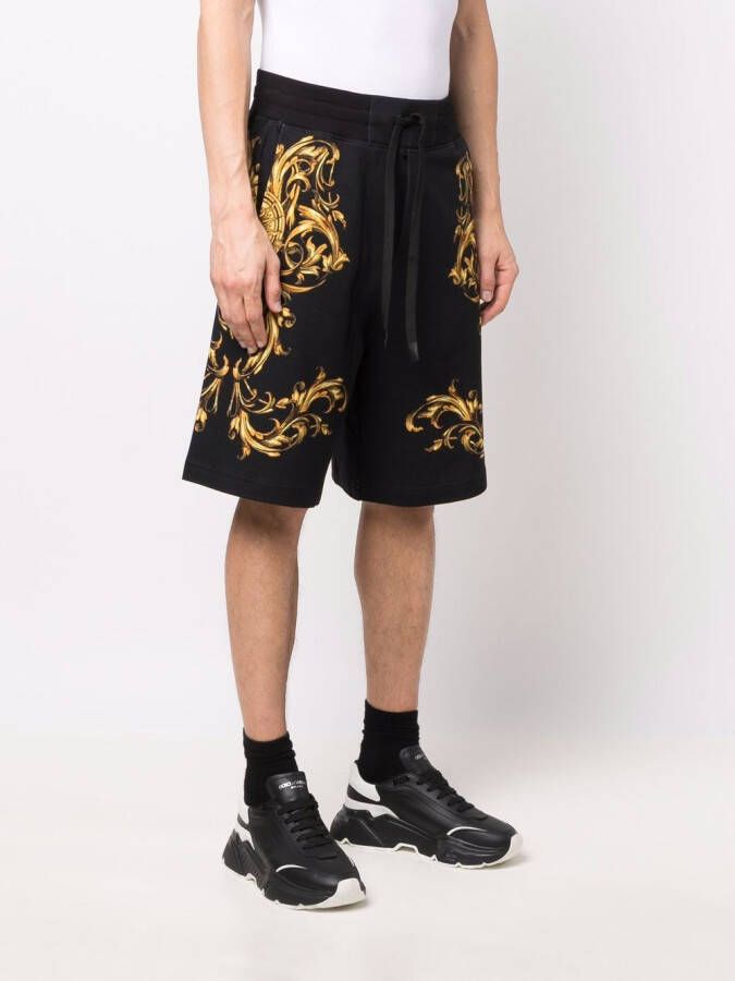 Versace Jeans Couture Shorts met barokprint Zwart