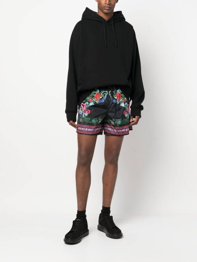 Versace Jeans Couture Shorts met bloemenprint Zwart