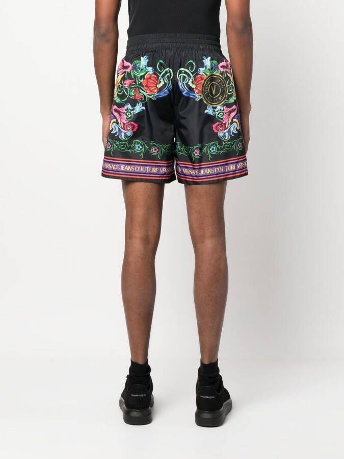 Versace Jeans Couture Shorts met bloemenprint Zwart