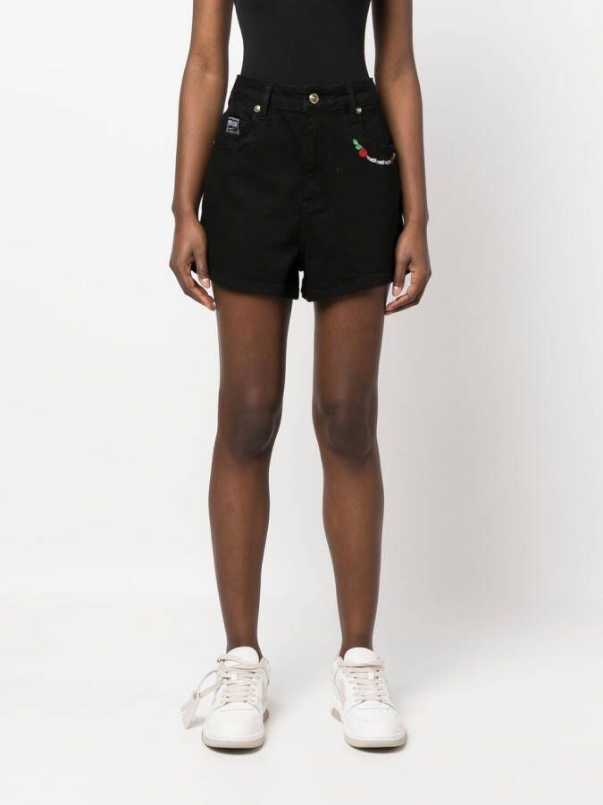 Versace Jeans Couture Shorts met geborduurd logo Zwart