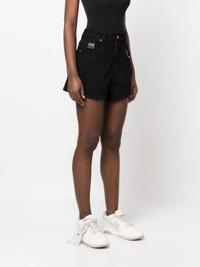 Versace Jeans Couture Shorts met geborduurd logo Zwart