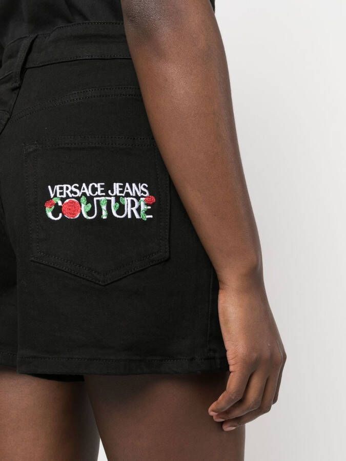 Versace Jeans Couture Shorts met geborduurd logo Zwart