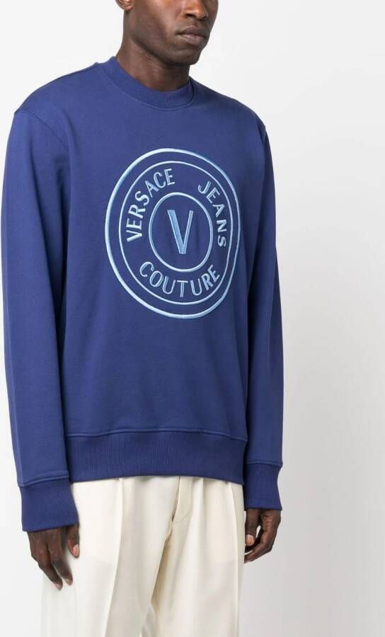 Versace Jeans Couture Sweater met geborduurd logo Blauw