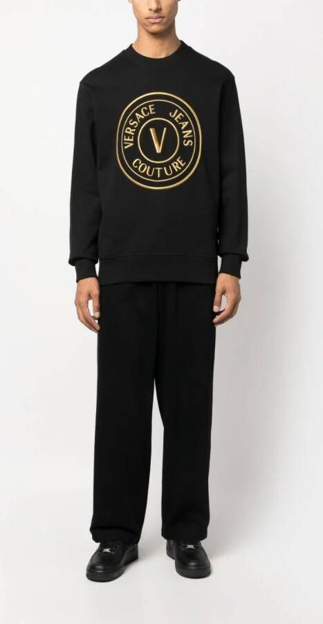 Versace Jeans Couture Sweater met geborduurd logo Zwart