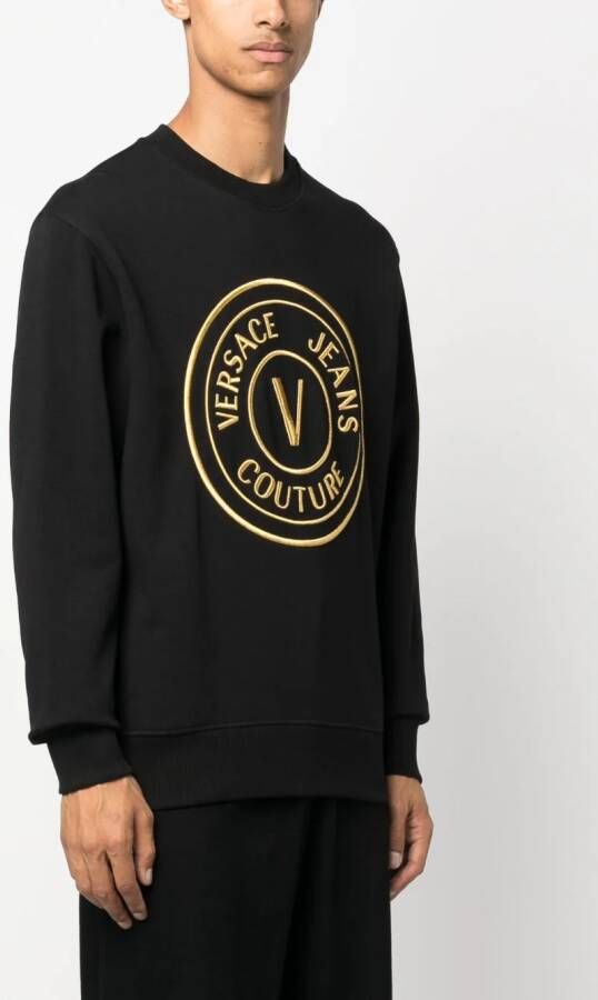 Versace Jeans Couture Sweater met geborduurd logo Zwart