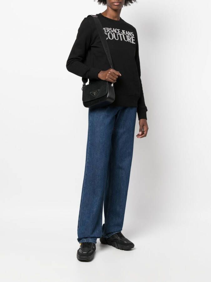 Versace Jeans Couture Sweater met geborduurd logo Zwart