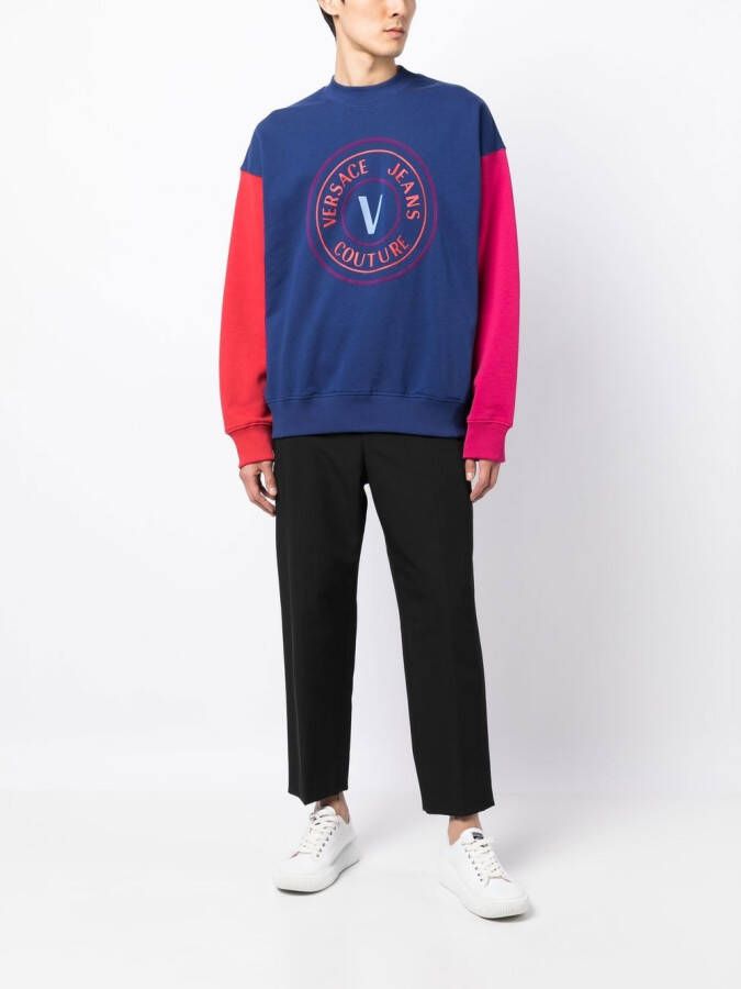 Versace Jeans Couture Sweater met logoprint Blauw