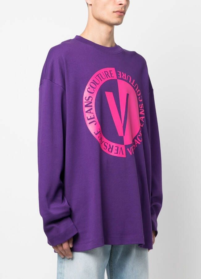 Versace Jeans Couture Sweater met logoprint Paars