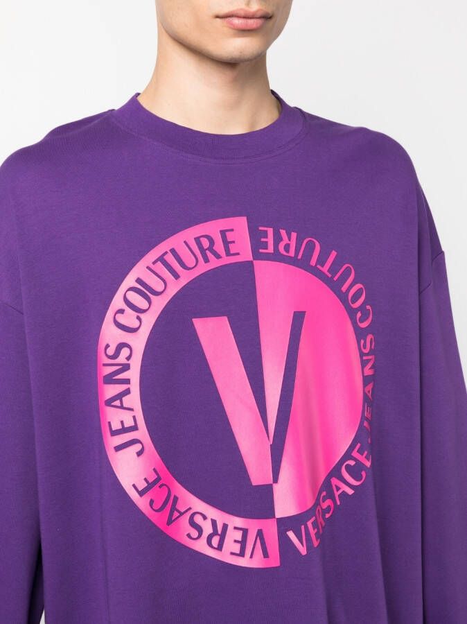 Versace Jeans Couture Sweater met logoprint Paars