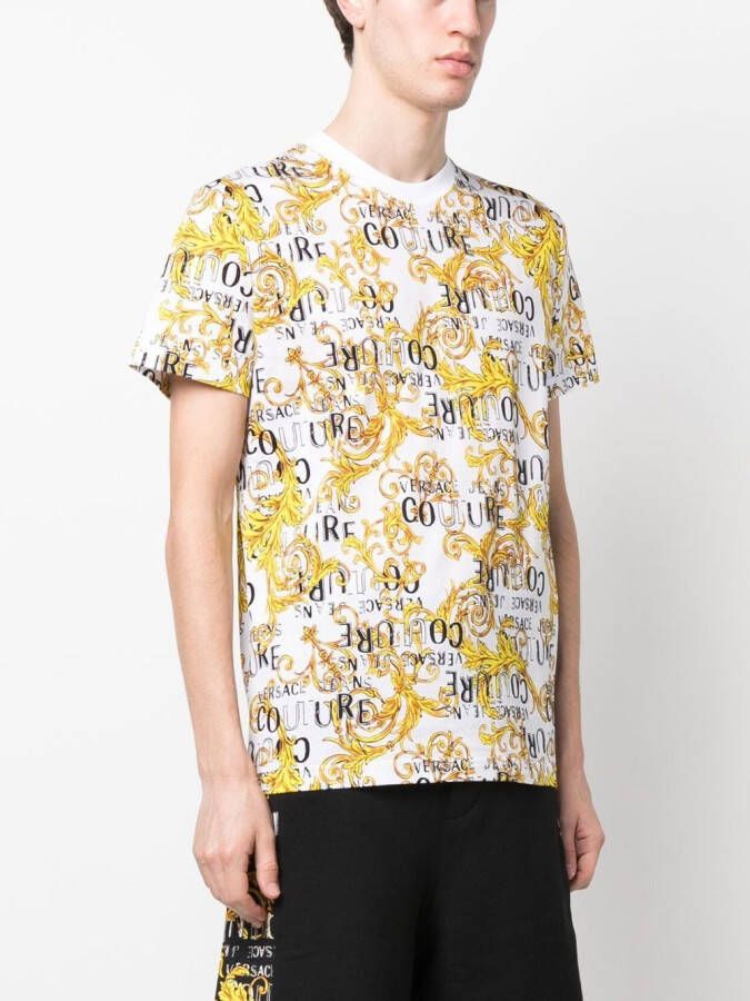 Versace Jeans Couture T-shirt met barokprint Wit