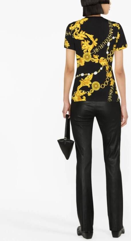 Versace Jeans Couture T-shirt met barokprint Zwart