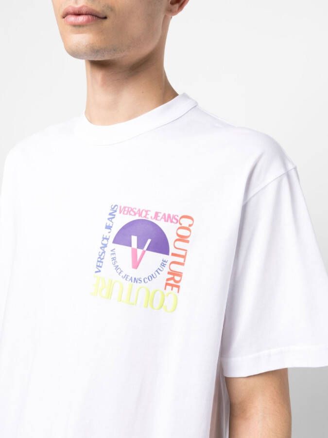 Versace Jeans Couture T-shirt met logoprint Wit