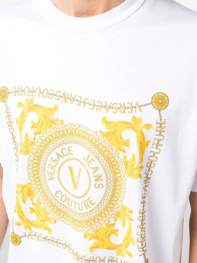 Versace Jeans Couture T-shirt met logoprint Wit