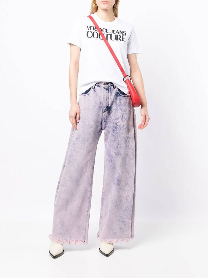 Versace Jeans Couture T-shirt met logoprint Wit