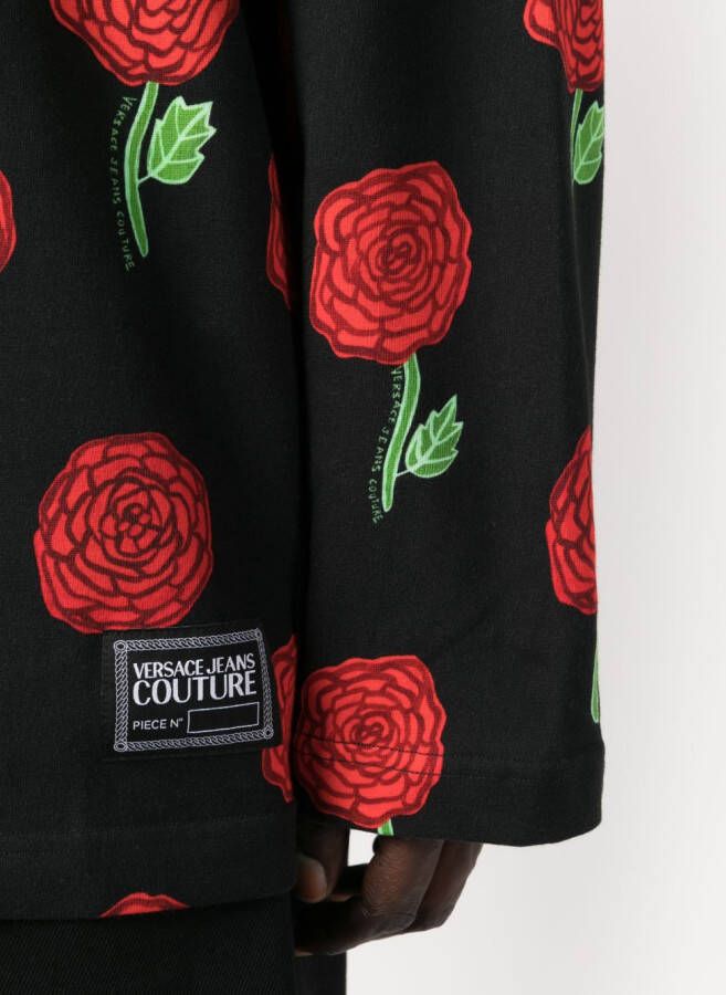 Versace Jeans Couture T-shirt met roosprint Zwart