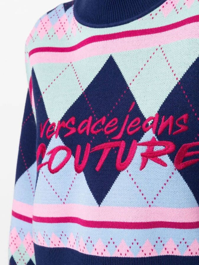 Versace Jeans Couture Trui met geborduurd logo Blauw