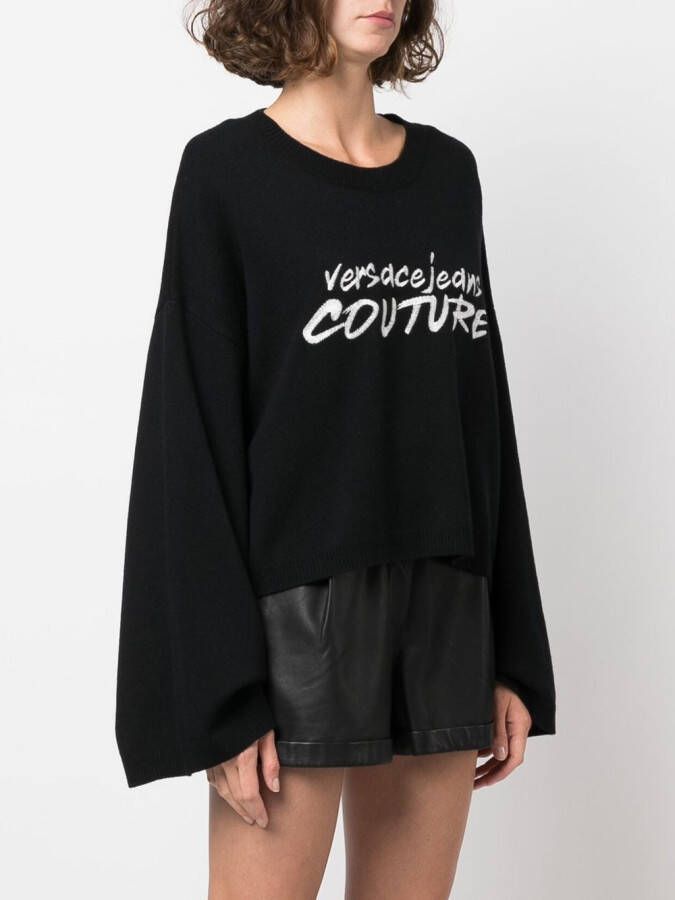 Versace Jeans Couture Trui met geborduurd logo Zwart