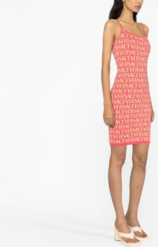 Versace Allover gebreide mini-jurk Roze