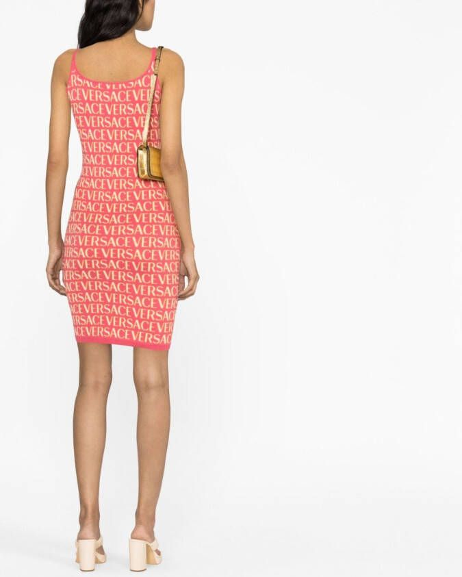 Versace Allover gebreide mini-jurk Roze