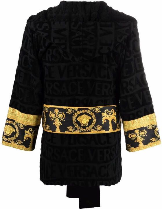 Versace Korte badjas met tekst Zwart