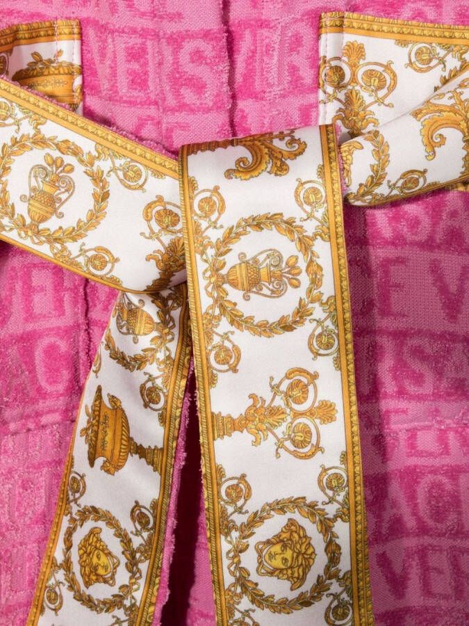 Versace Kids Badjas met tekst en capuchon Roze