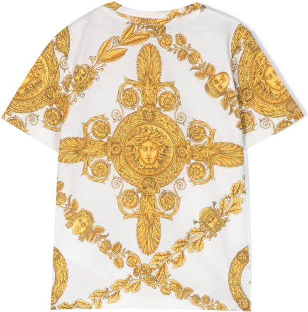 Versace Kids T-shirt met barokprint Wit