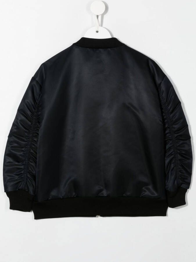 Versace Kids Bomberjack met geborduurd logo Zwart