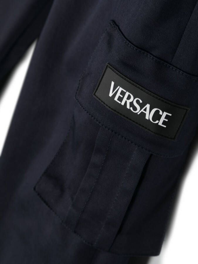 Versace Kids Broek met Greca logoband Blauw