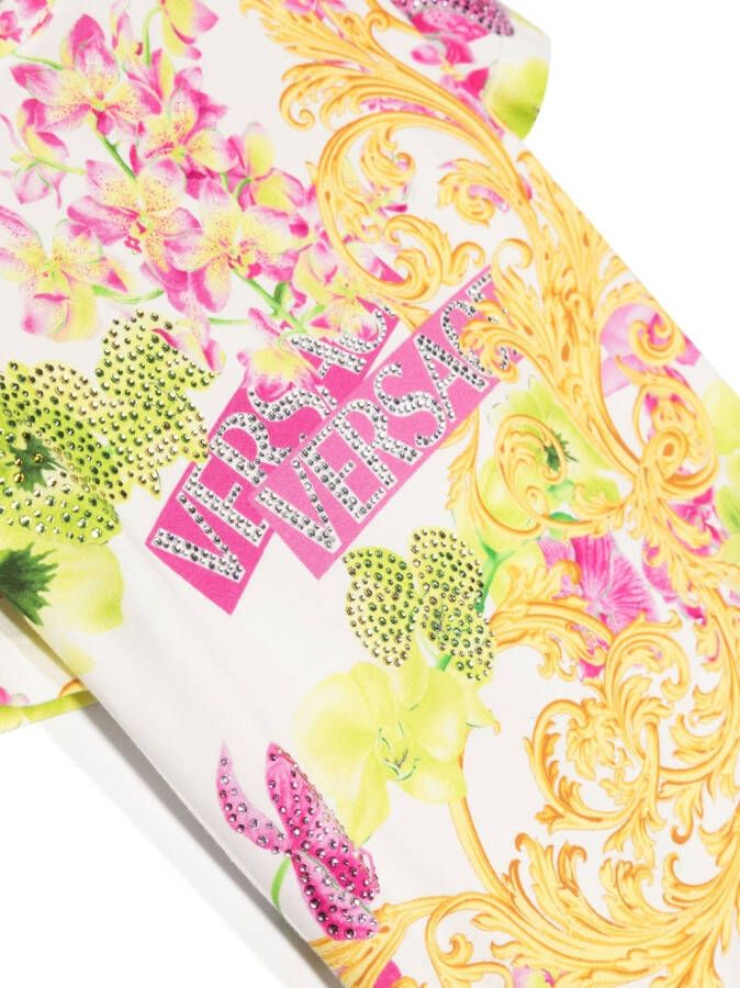 Versace Kids T-shirt verfraaid met kristallen Wit