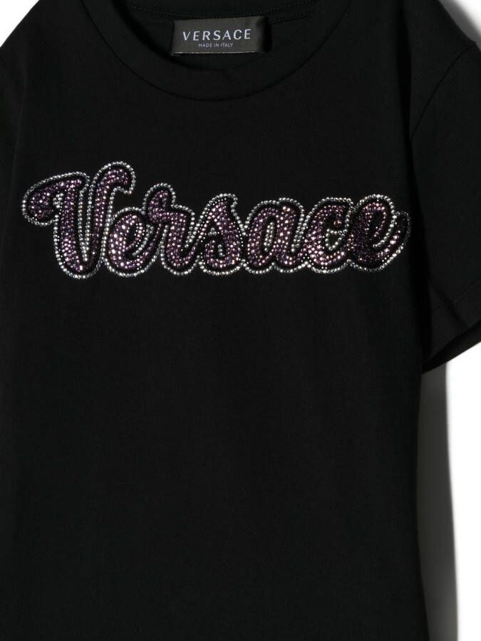 Versace Kids T-shirt verfraaid met kristallen Zwart