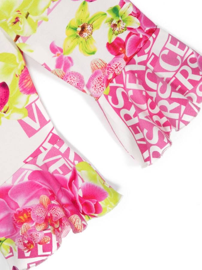 Versace Kids Broek met bloemenprint Roze
