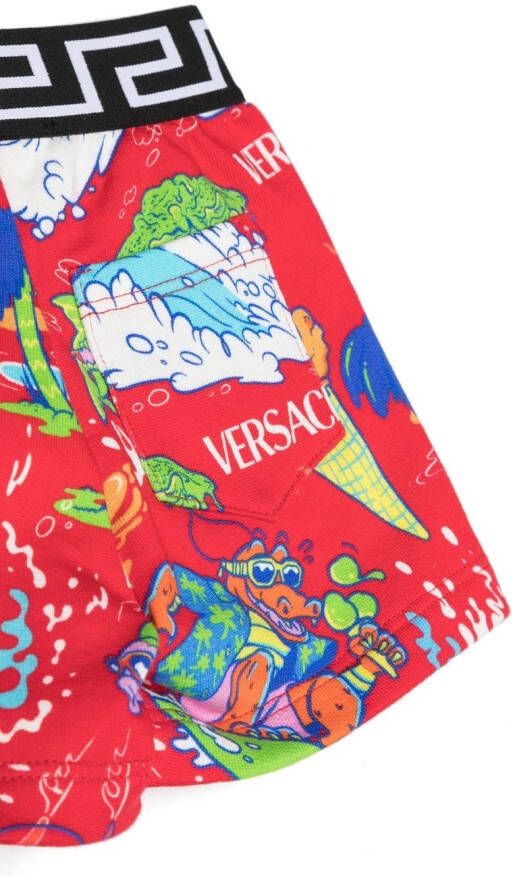 Versace Kids Shorts met grafische print Rood