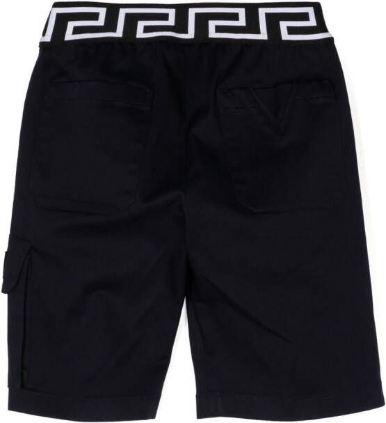 Versace Kids Shorts met Greca tailleband Blauw