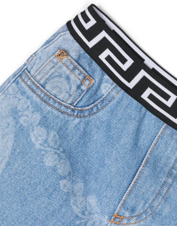 Versace Kids Jeans met Greca-print Blauw
