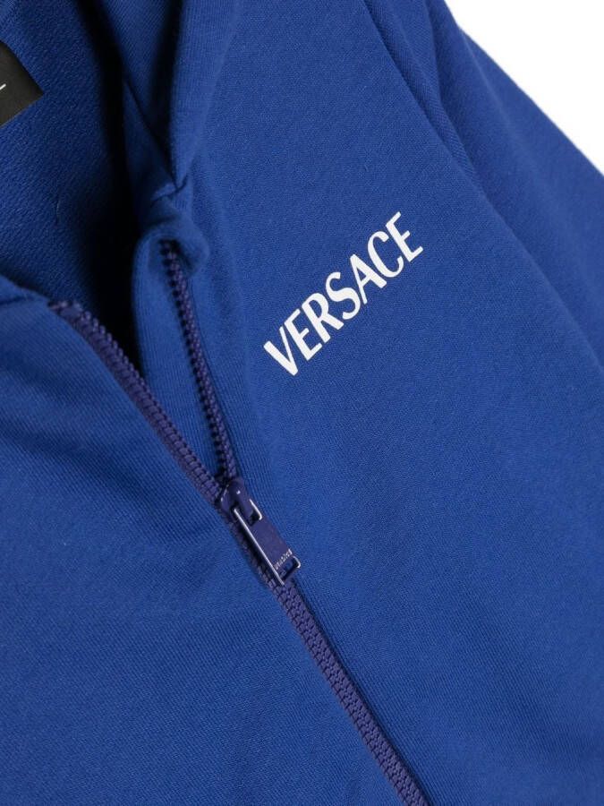Versace Kids Hoodie met logoprint Blauw