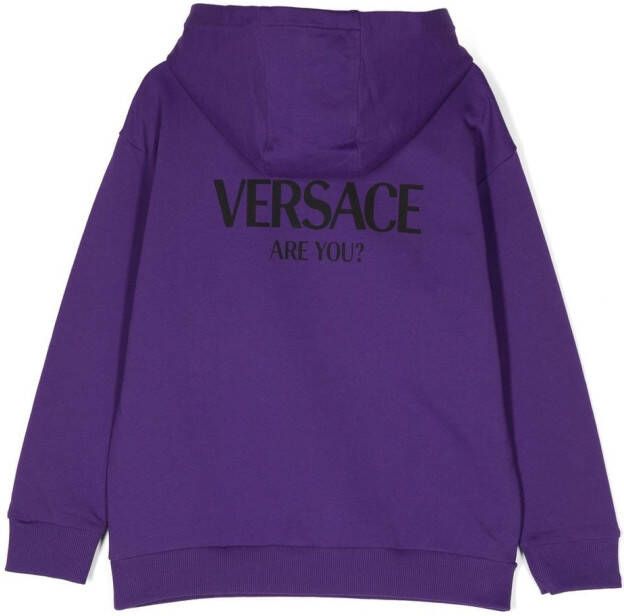Versace Kids Hoodie met logoprint Paars