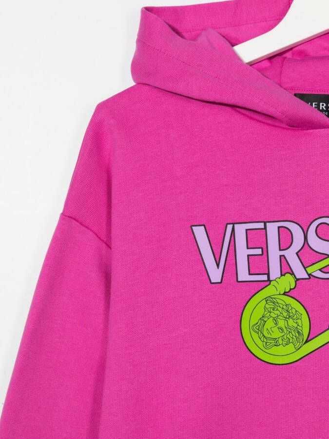 Versace Kids Hoodie met logoprint Roze