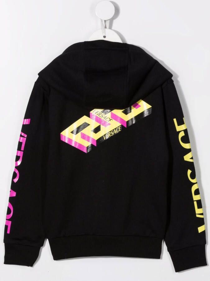 Versace Kids Hoodie met logoprint Zwart